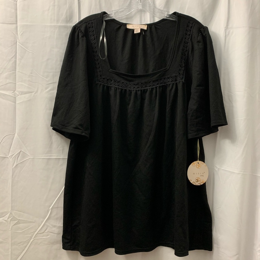Women's Tops Short Sleeve Lace Trim Blouse